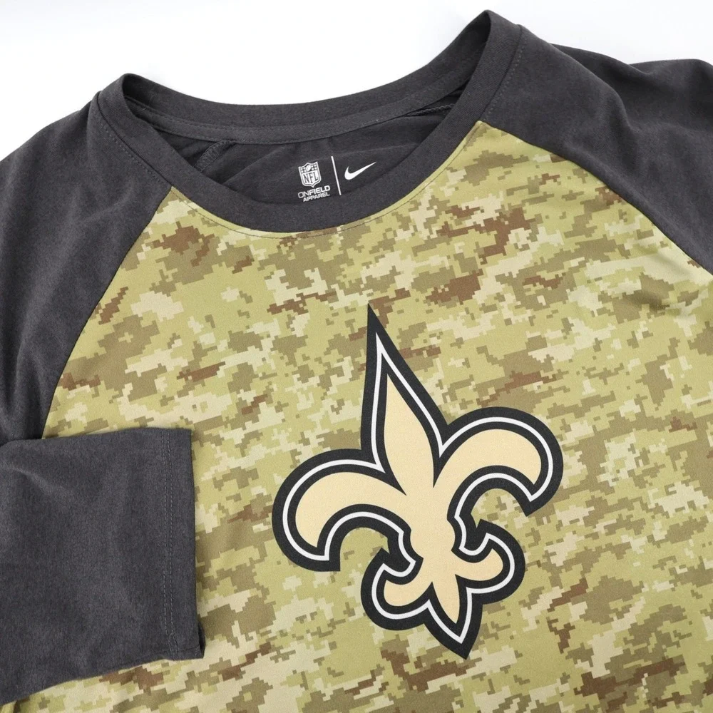 Nike New Orleans Saints Salute to Service Camo‎ 3/4 Sleeve Shirt Mens Large